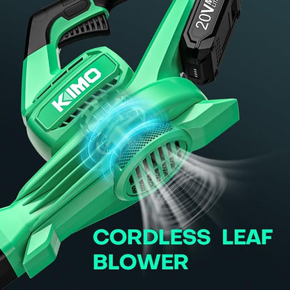 K I M O. Leaf Blower Cordless with Battery and Charger, 2X2.0 Batteries, Extension Tube, 200 CFM 170 MPH Lightweight Cordless Leaf Blower, Battery Operated Leaf Blowers for Lawn Care, Yard|Patio|House - LeafyLoom