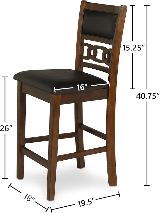 New Classic Furniture Gia Counter Dining Chair (Set of Four), Black PU Upholstered Seat & Back Rest, Brown - LeafyLoom