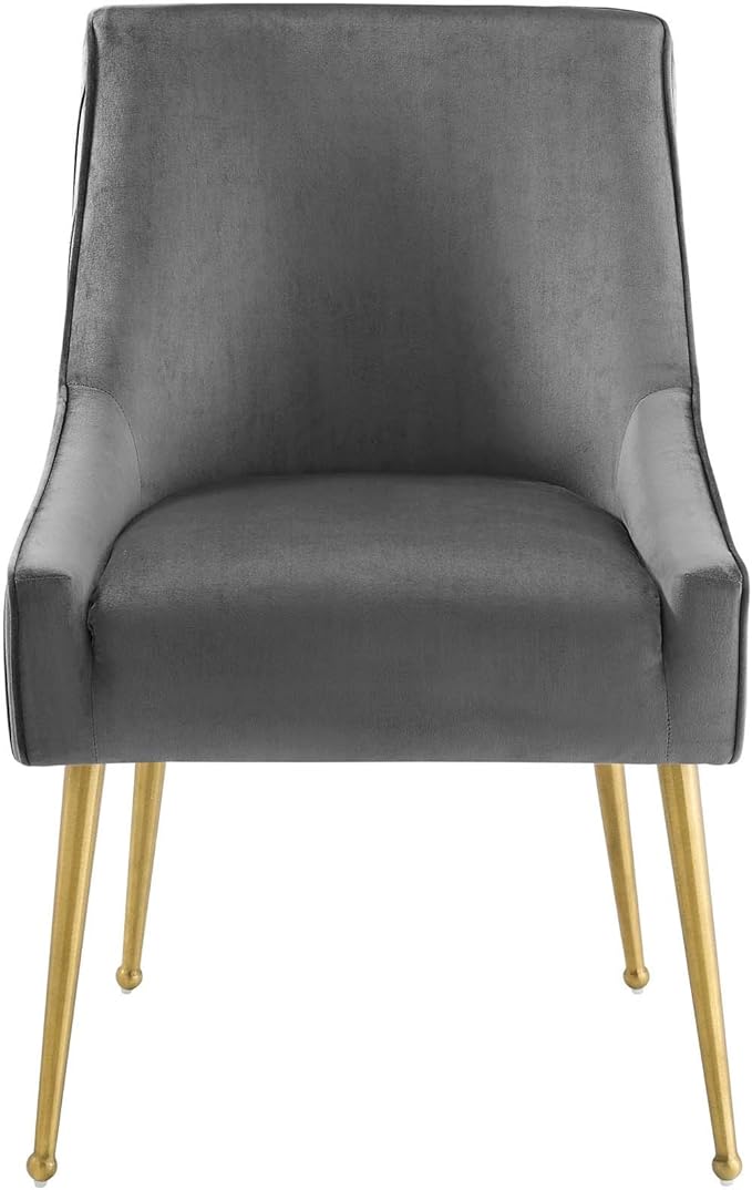 Modway Discern Pleated Back Upholstered Performance Velvet Dining Chair, Gray - LeafyLoom