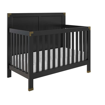 Baby Relax Miles 5-in-1 Convertible Crib, Solid Pine Wood, Black - LeafyLoom