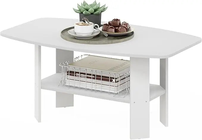 Furinno Simple Design, Coffee Table, White - LeafyLoom