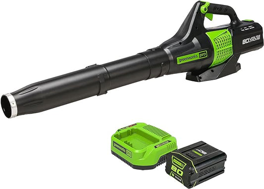 Greenworks 80V (150 MPH / 500 CFM / 75+ Compatible Tools) Cordless Axial Leaf Blower, 2.0Ah Battery and Charger Included - LeafyLoom