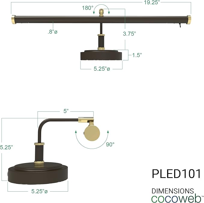 Cocoweb 19" Mahogany Bronze LED Directional Piano Desk Lamp - PLED101MBD (Mahogany Bronze) - LeafyLoom