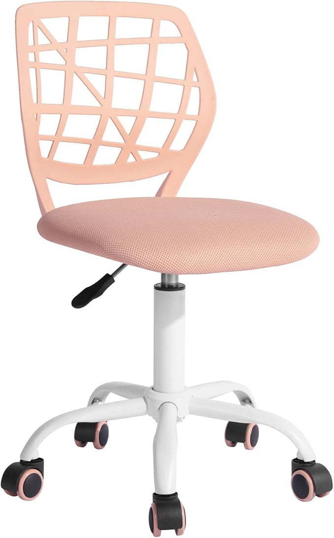 FurnitureR Kids Desk Chair, Small Office Chair Armless Adjsutable Swivel Task Chair with Soft Cushion for Study Kids Teens Child, Orange Rose - LeafyLoom