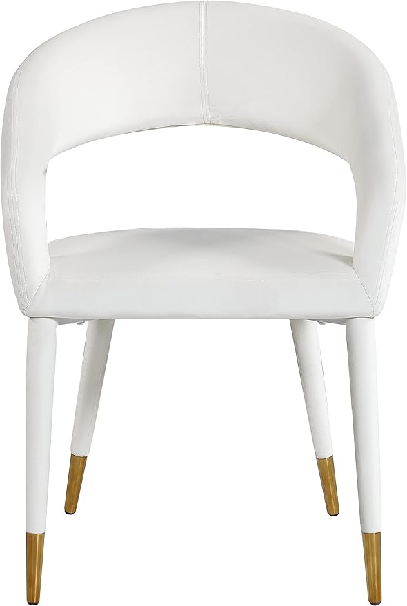 Meridian Furniture Destiny Collection Modern | Contemporary Velvet Upholstered Rounded Back Dining Chair, 23" W x 23" D x 31.5" H, Cream - LeafyLoom