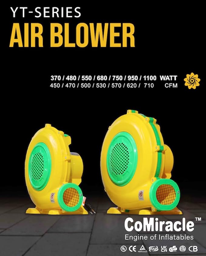 CoMiracle Air Blowers, 750 Watt 1.0 HP Inflatable Bounce House Air Blower, Outdoor Inflatable Castle and Jump Slides Blower - LeafyLoom