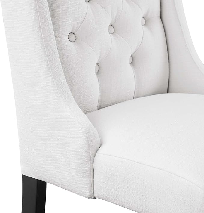 Modway Baronet Button Tufted Fabric, One Dining Chair, White - LeafyLoom