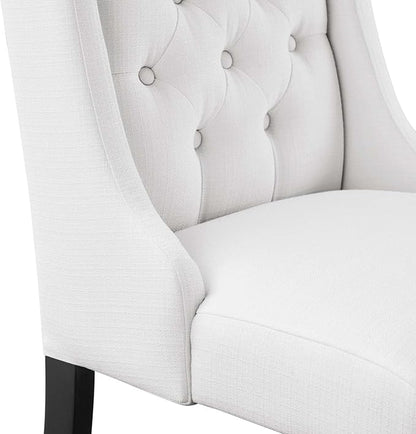 Modway Baronet Button Tufted Fabric, One Dining Chair, White - LeafyLoom