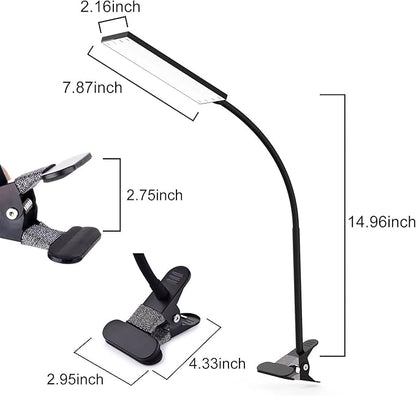 TOPESEL 5W 48 LEDs Dimmable Clip-on Led Desk Lamp, Eye-Care Flexible Gooseneck USB Clamp Reading Lamp, 3 Color Temperature, 14 Brightness Levels Table Lamp, Black - LeafyLoom