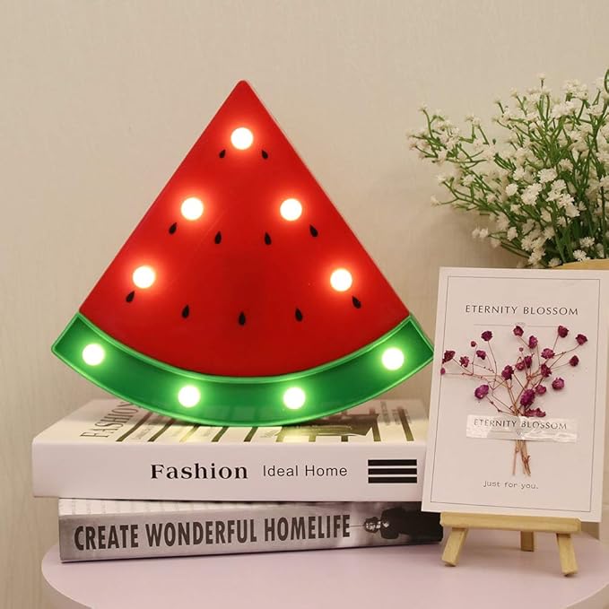 GUOCHENG Watermelon Marquee Light Decor Light LED Night Light Battery Operated Night Table Lamps for Nursery Children Kids Bedroom Lighting Decor, Birthday Christmas Gifts for Kids (Red Watermelon) - LeafyLoom