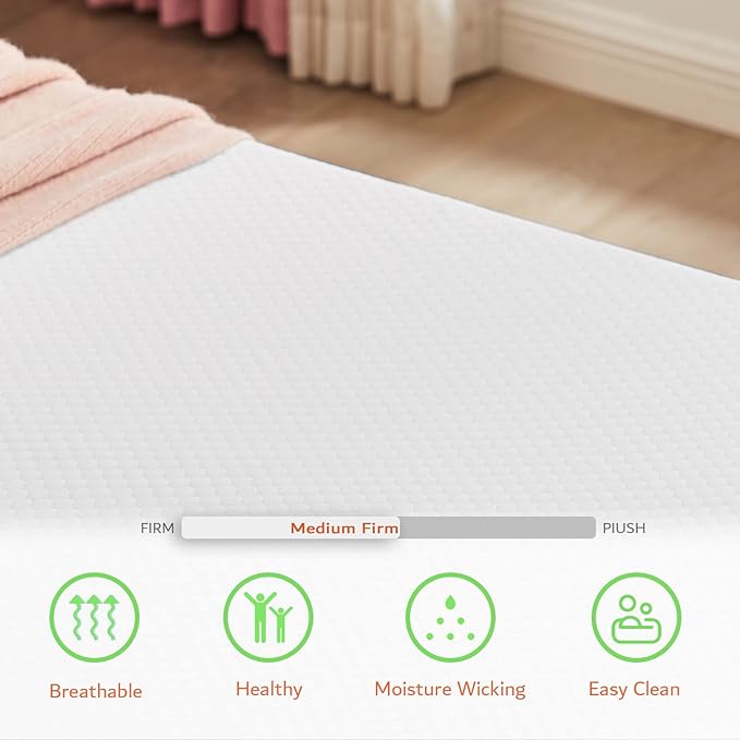 Twin XL Mattress, 6 Inch Memory Foam Mattress Low Profile-Cooling Gel Infusion-Breathable Cover Bed Mattress Pressure Relief, White, CertiPUR-US Certified - LeafyLoom