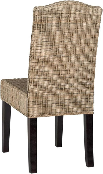 Safavieh Home Collection Odette Grey Wicker Dining Chair - LeafyLoom