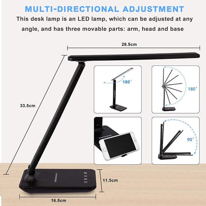 LED Desk Lamp, Desk Lamp with Wireless Charger, Suitable for Home, Office Dimmable Desk Lamp, with USB Charging Port, Built-in Clock, Calendar, Thermometer and Automatic Timing Reading Desk Lamp. - LeafyLoom