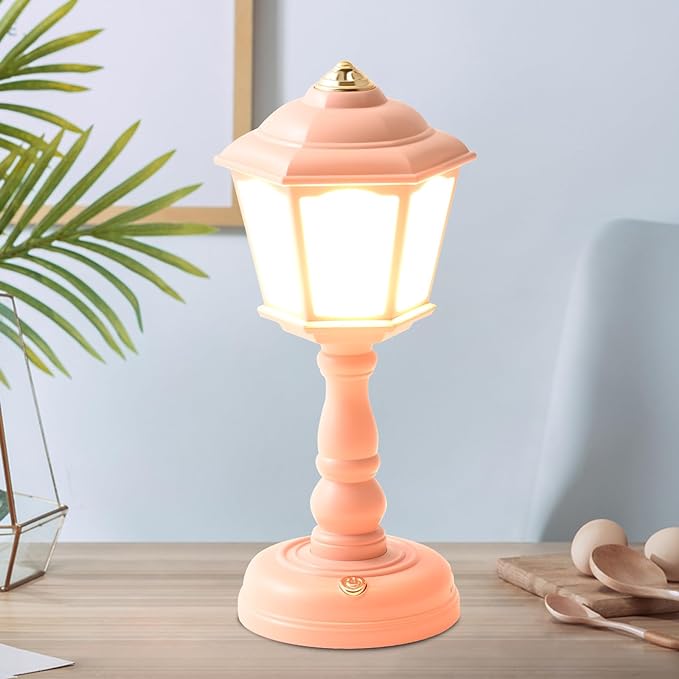 Mini Desk lamp Vintage, LED Desk Lamp Dimmable Table Lamp Reading Lamp with USB Charging Port, Sensitive Control, Eye-Caring Office Lamp,Very beautiful decorative desk lamp (Pink) - LeafyLoom