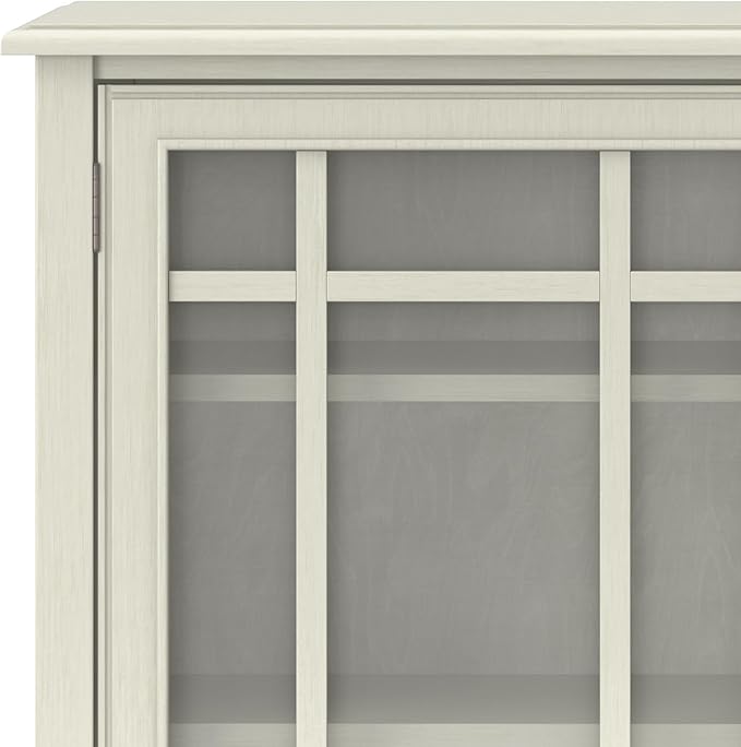 SIMPLIHOME Connaught Low Storage Cabinet, 46 inch, Antique White - LeafyLoom