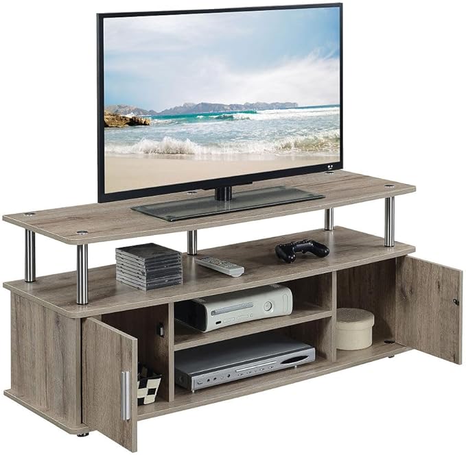 Convenience Concepts Designs2Go Monterey TV Stand with Cabinets and Shelves Home_Furniture_and_Decor, Sandstone - LeafyLoom