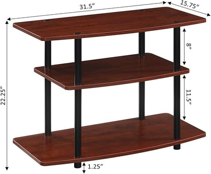 Convenience Concepts Designs2Go 3 Tier TV Stand, 31.5", Cherry/Black - LeafyLoom