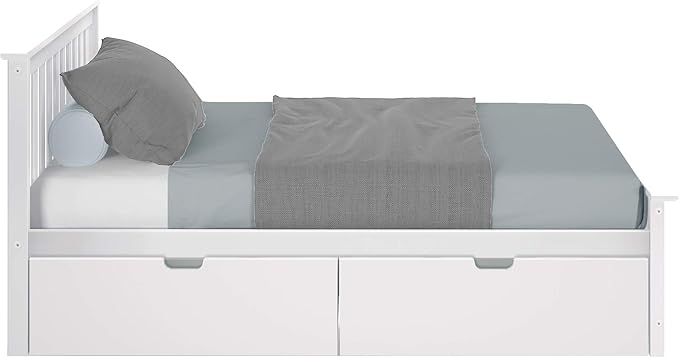 Max & Lily Full Bed, Bed Frame with Headboard For Kids with Storage Drawers, Slatted, White - LeafyLoom