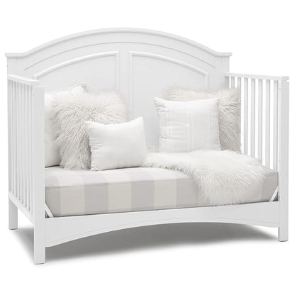 Delta Children Perry 6-in-1 Convertible Crib - Greenguard Gold Certified, Bianca White + Simmons Kids Radiant Sky Dual Sided Baby Crib Mattress and Toddler Mattress (Bundle) - LeafyLoom