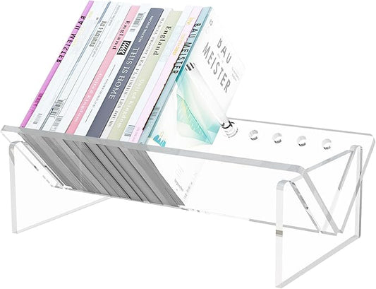 Acrylic Desk Bookshelf,Small Desktop Bookcases Clear Book Shelf Organizer for Home Office School,Book Stand Display Rack for CDs Magazines Books - LeafyLoom