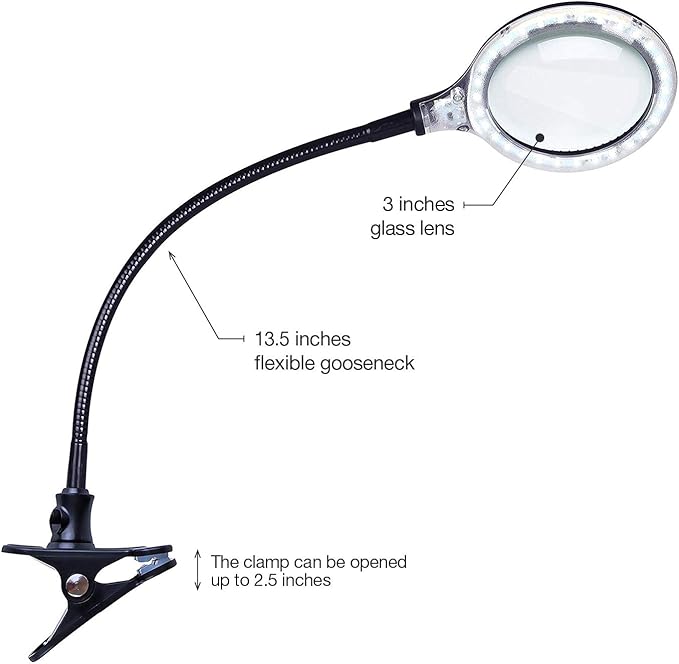 Brightech LightView Flex Magnifying Desk Lamp, 1.75X Light Magnifier, Adjustable Magnifying Glass with Light for Crafts, Reading, Close Work - LeafyLoom