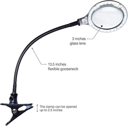 Brightech LightView Flex Magnifying Desk Lamp, 1.75X Light Magnifier, Adjustable Magnifying Glass with Light for Crafts, Reading, Close Work - LeafyLoom