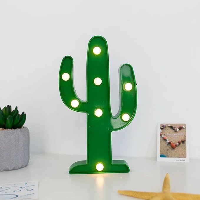 2 Pieces Large Led Cactus Night Lights, Cactus Party Decorations, Carnival Cute Dining Table Decorations, Children's Room Desk Lights, Bedroom Living Room Gifts Decorations (Cactus) - LeafyLoom