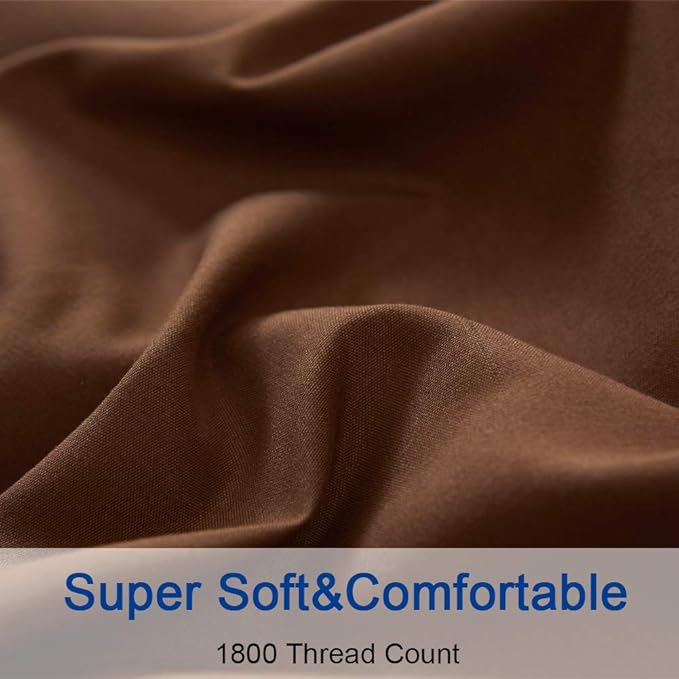 SONORO KATE Sheets Super Soft Microfiber 1800 Thread Count 16 Inch Deep Pocket 4 Piece Queen Brown - LeafyLoom