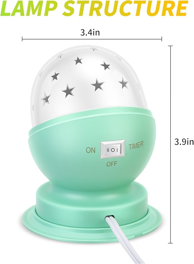 Star Night Light for Kids Star Night Light for Kids Bedroom Girls Night Light Starry Night Light Projector Plug in Night Light for Kids with Timer (1 Pack, 3000K) (3000K Warm White, green) - LeafyLoom