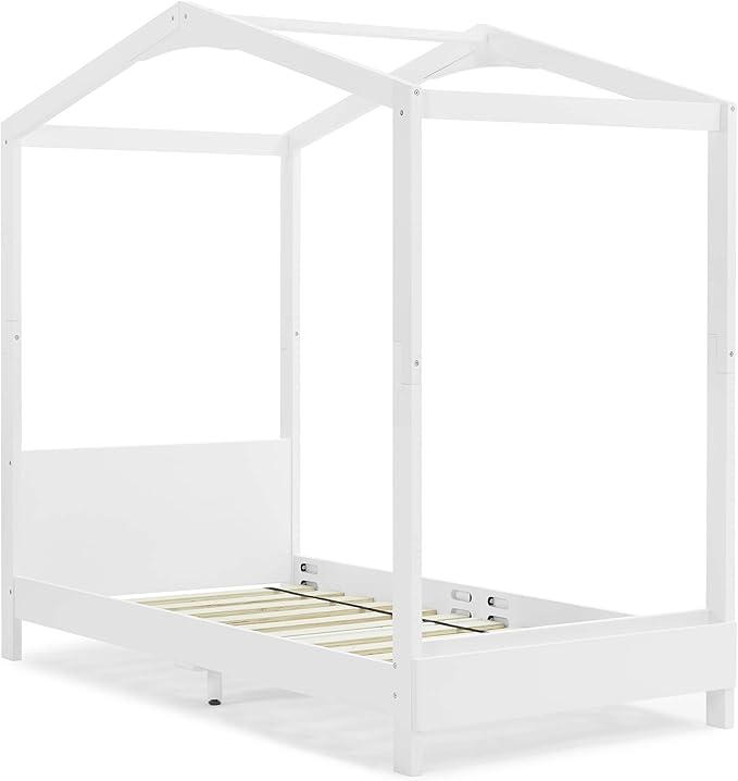 Delta Children Poppy House Wood Twin Bed, Platform Bed - No Box Spring Needed, Bianca White - LeafyLoom