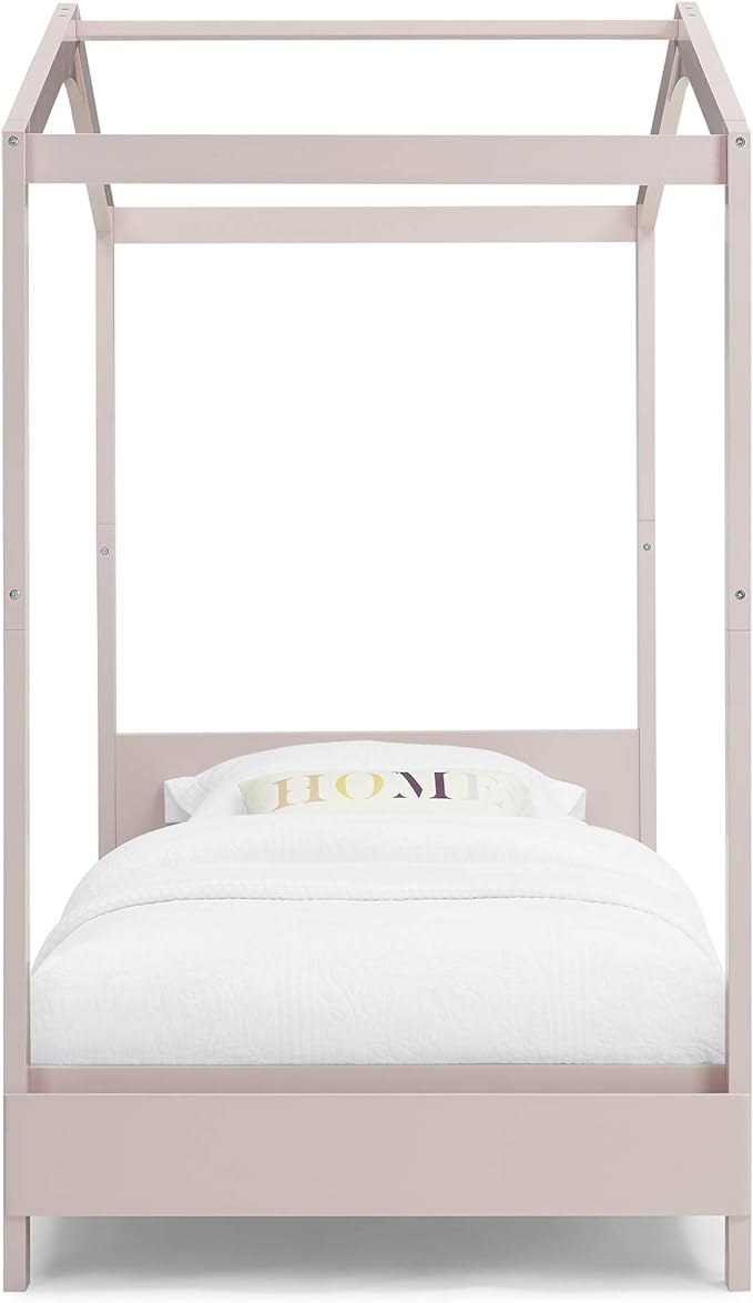 Delta Children Poppy House Wood Twin Bed, Platform Bed - No Box Spring Needed, Blush Pink - LeafyLoom