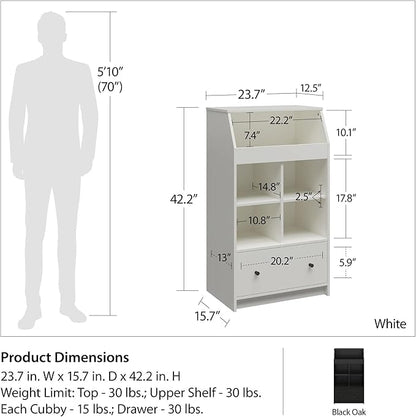 Ameriwood Home The Loft 1 Drawer Storage Tower, White - LeafyLoom