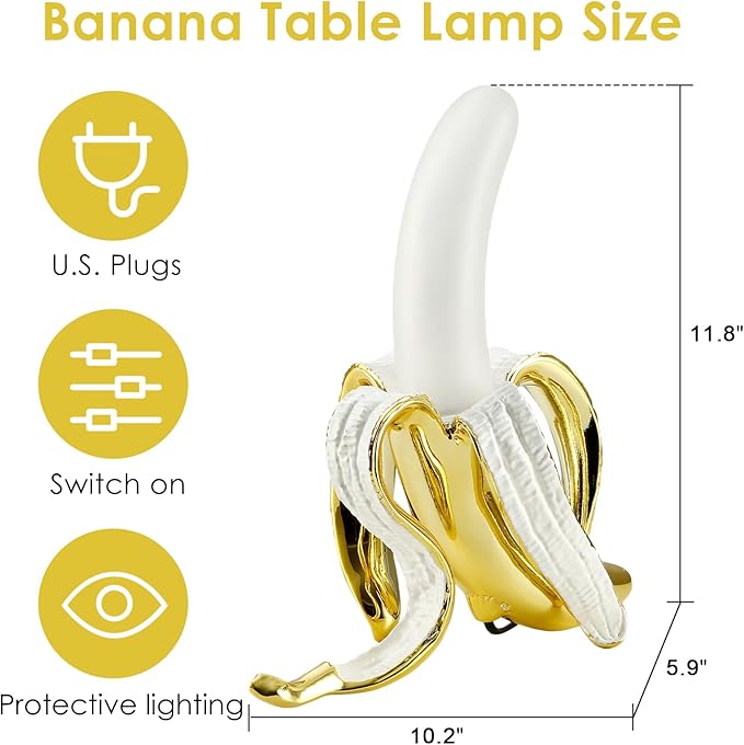 Modern Banana Table Lamp, Desk Lamp,Led Night Light Plating Resin Banana Lighting Fixture for Living Room, Bedroom,Home Office,Kids Room (Standing-Plated) - LeafyLoom