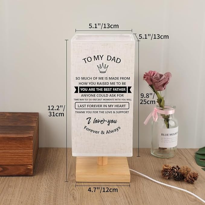 Welsky Dad Gifts from Daughter Son, Personalized Table Lamp Birthday Gifts for Dad, Dad Birthday, Christmas Presents from Kids - LeafyLoom