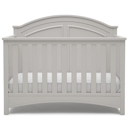 Delta Children Perry 6-in-1 Convertible Crib - Greenguard Gold Certified, Moonstruck Grey + Simmons Kids Radiant Sky Dual Sided Baby Crib Mattress and Toddler Mattress (Bundle) - LeafyLoom