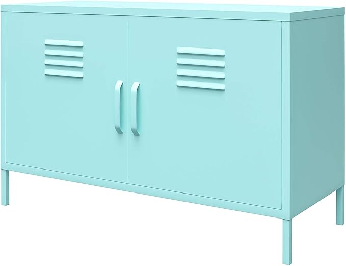 Novogratz Cache 2 Door Metal Locker Accent, Mint Cabinet - LeafyLoom