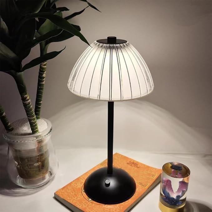 Portable Crystal LED Table Lamp, 3-Levels Brightness Desk Lamp, 3 Color Touch Control Rechargeable Lamp, Night Light, Bedside Lamp,Dining Room Lamp (Black) - LeafyLoom