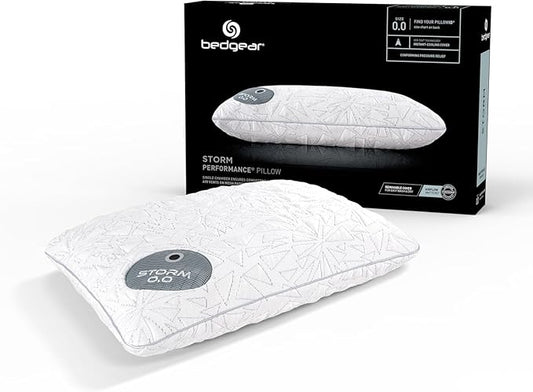 Bedgear Storm Performance Pillow - Size 0.0 - Cooling Bed Pillow for Hot Sleepers - Medium Firmness Pillow for All Sleep Positions, Hypoallergenic, Washable & Removable Cover - 20" W x 26" L x 4.75" H - LeafyLoom