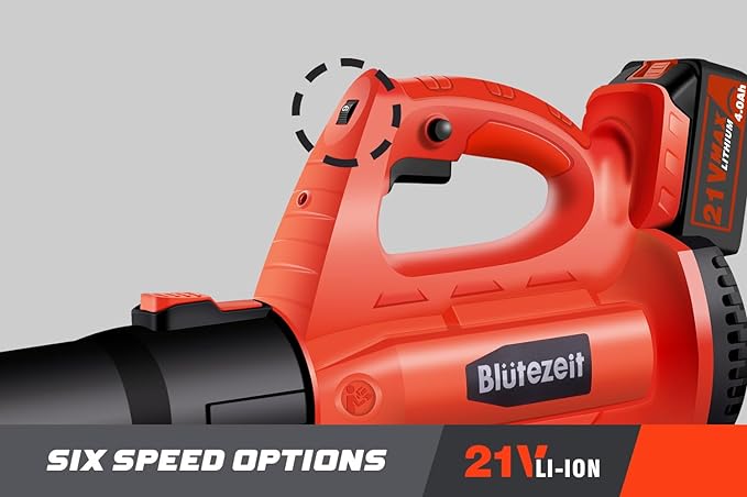 21V Cordless Leaf Blower, 350CFM 150MPH Electric Leaf Blower (4.0Ah Battery & Charger Included), 6 Variable Speeds, Lightweight for Lawn Care, Snow, Yard, Debris and Dust - LeafyLoom