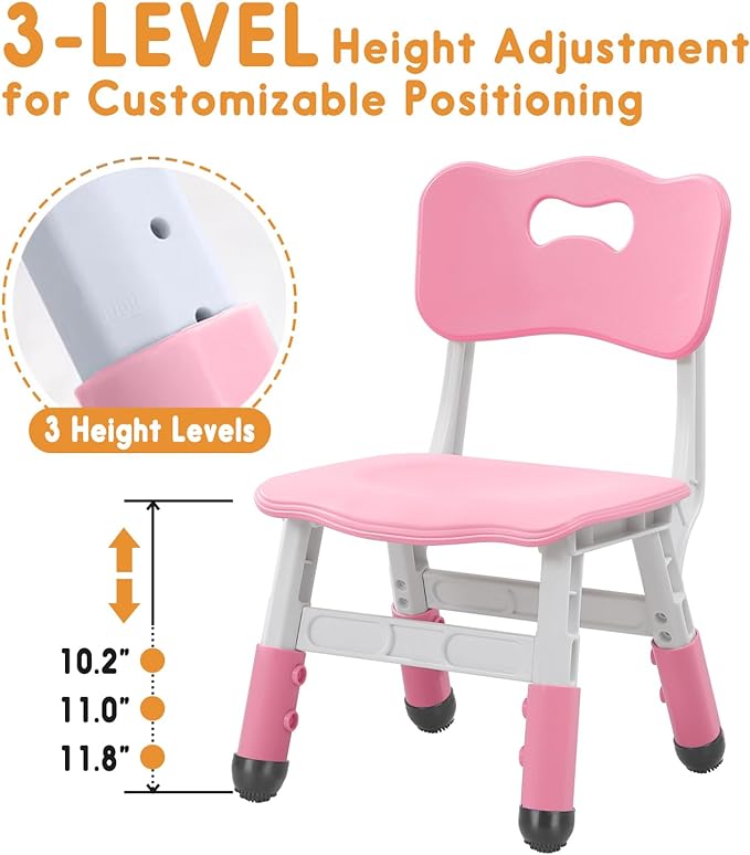 kids chair adjustable height Children chairs suitable for Children age 2-8 with foot covers for home classroom kindergarten and children's venues two-pack - LeafyLoom