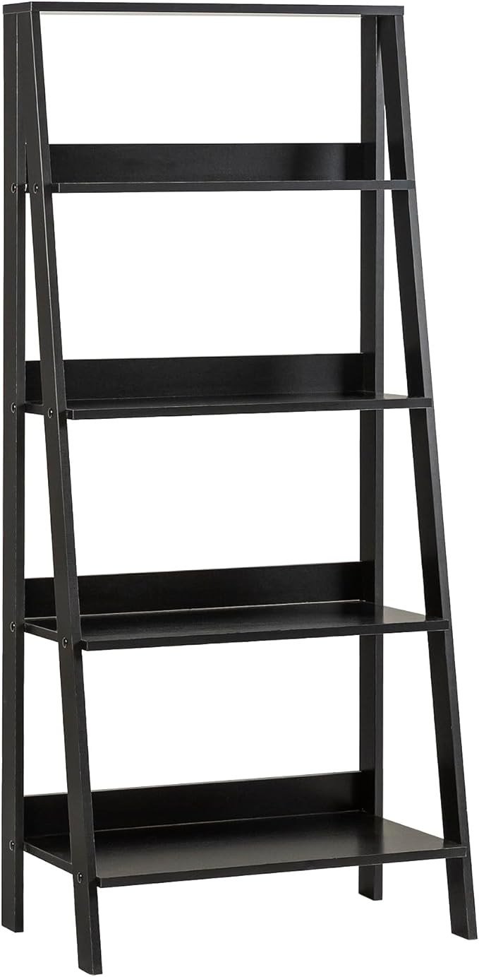 Walker Edison Sophia Modern 4 Shelf Ladder Bookcase , 55 Inch, Black - LeafyLoom