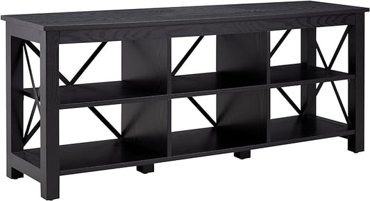 Henn&Hart Rectangular TV Stand for TV's up to 65" in Black, TV Stands for the Living Room - LeafyLoom