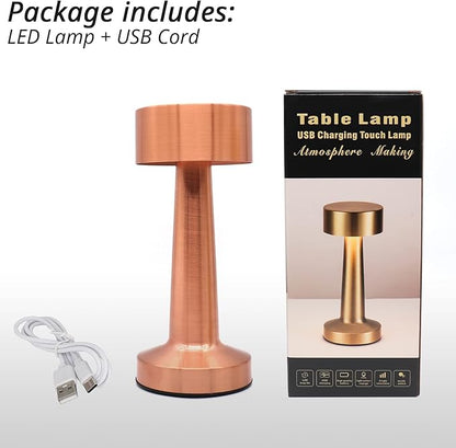 Cordless Portable LED Table Lamp with Touch Sensor, Dimmable Gold Yellow White 3 Colors, Rechargeable Desklamp Night Light for Kids Nursery Bedroom Bedside Lamp (Rose Gold) - LeafyLoom