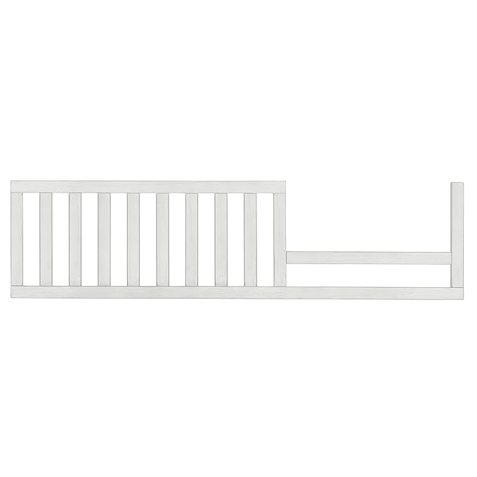 Evolur Andorra Convertible Crib Toddler Guard Rail in Weathered White, Full Assembly from Crib to Toddler Bed, Lasting Quality, Solid Wood Construction - LeafyLoom