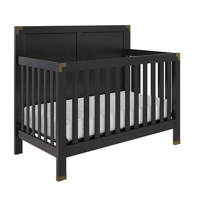 Baby Relax Miles 5-in-1 Convertible Crib, Solid Pine Wood, Black - LeafyLoom