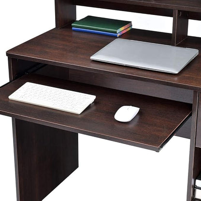 ROCKPOINT Axess Computer Keyboard Tray and Drawer Small Home Office Bedroom, Homework and School Studying Writing Desk for Student with Storage,Chocolate - LeafyLoom