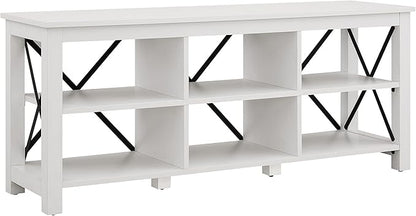 Henn&Hart Rectangular TV Stand for TV's up to 65" in White, TV Stands for the Living Room - LeafyLoom