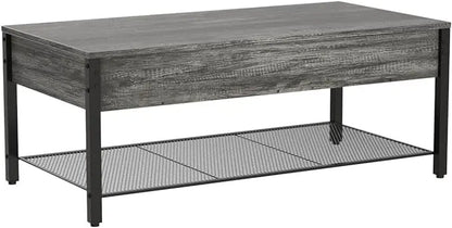 Homieasy Lift Top Coffee Table with Storage Shelf and Hidden Compartment, Modern Lift Top Table for Living Room, Wood Lift Tabletop, Metal Frame - Black Oak - LeafyLoom