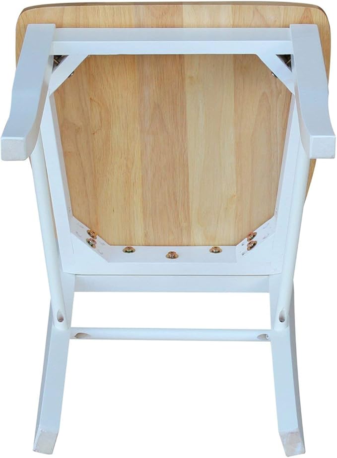 International Concepts Madrid Ladderback Chair, Wood, White/Natural/Set of 2 - LeafyLoom