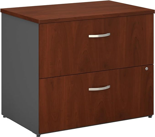 Bush Business Furniture Series C 2 Drawer Lateral File Cabinet, Locking Document Storage for Home or Professional Office, Hansen Cherry - LeafyLoom